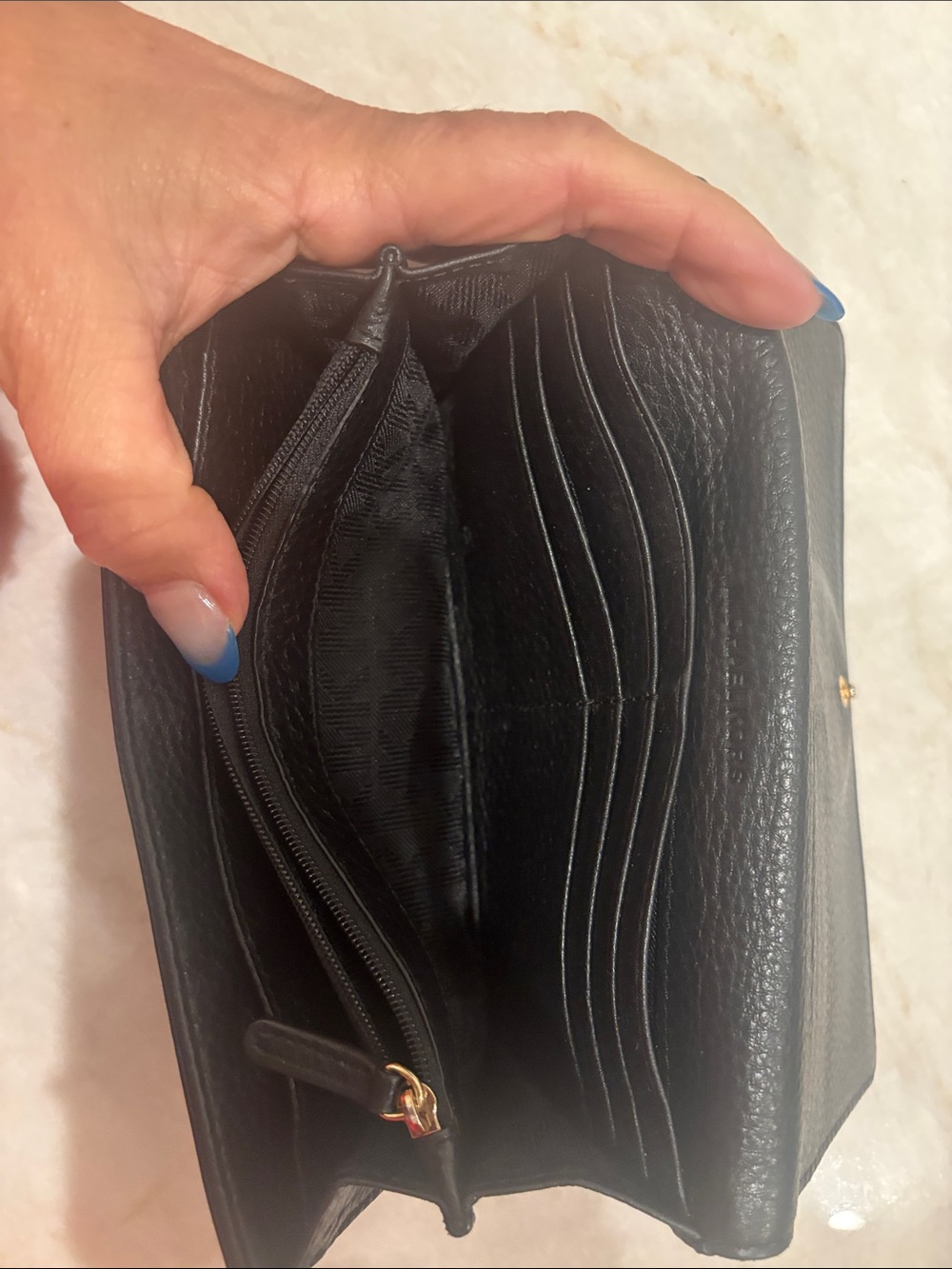 Michael Kors Black Leather Wallet with Gold MK Emblem - Picture 6 of 8